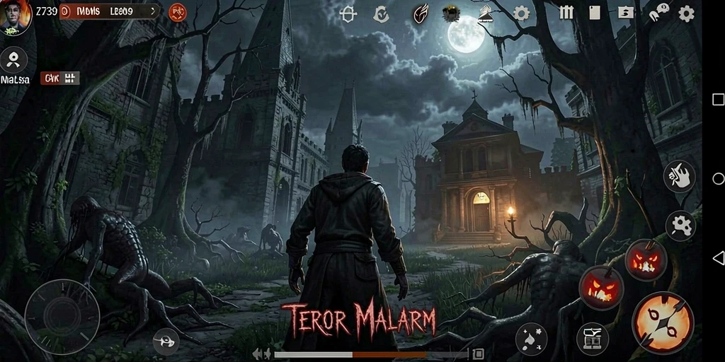 Screenshot gameplay 2739 dengan suasana horor yang sangat mendalam.
