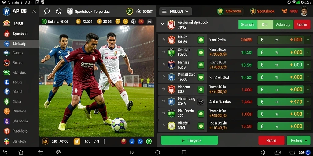 Tampilan gameplay menarik dengan berbagai opsi taruhan olahraga.
