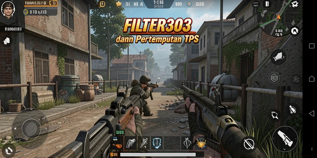 Screenshot menampilkan aksi seru dalam FILTER303 di medan perang TPS.