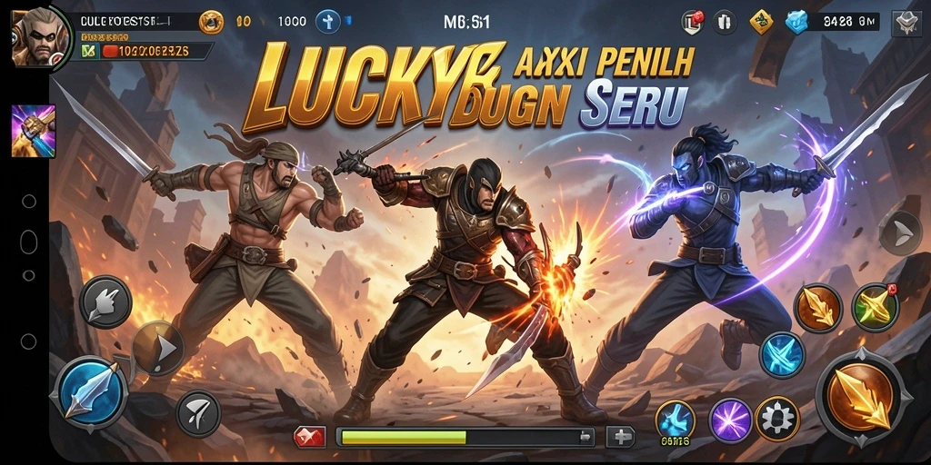 Screenshot gameplay LUCKYBEST yang menunjukkan pertempuran intens.