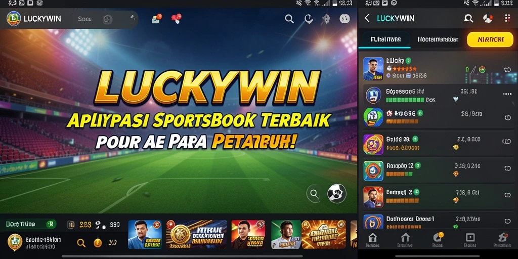 Tampilan layar utama LUCKYWIN dengan berbagai pilihan taruhan olahraga.