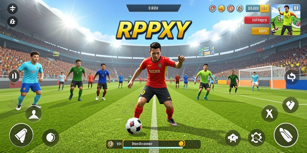 Screenshot dari gameplay RPYYY menunjukkan aksi olahraga yang mendebarkan.
