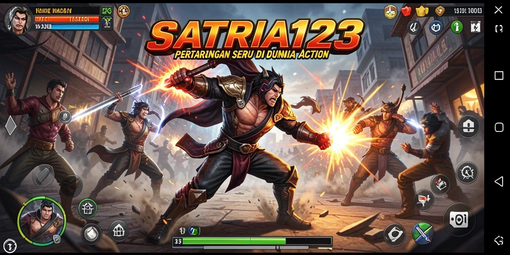 Tampilan gameplay menegangkan SATRIA123 dengan aksi yang cepat.