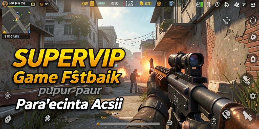 Screenshot gameplay SUPERVIP menampilkan aksi tembak-menembak yang seru.