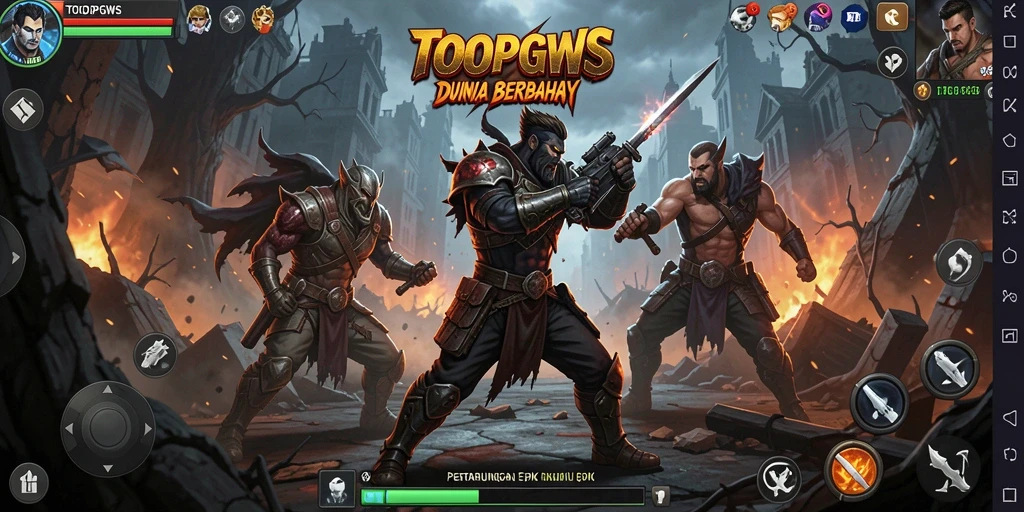 Tampilan gameplay TOOPGWS yang mendebarkan dan penuh aksi.