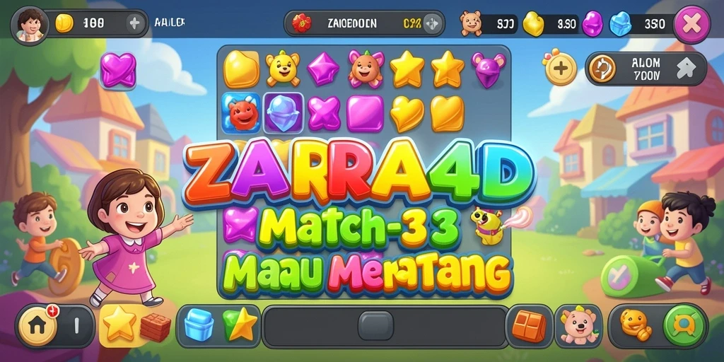 Tangkapan layar gameplay ZARA4D yang menampilkan mekanisme Match-3 yang seru.
